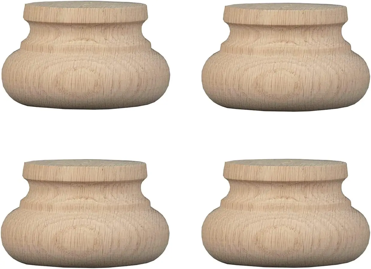 

Unfinished Squat Round Wooden Furniture Feet, Sanded Replacement Foot for Couch Cabinet Dresser