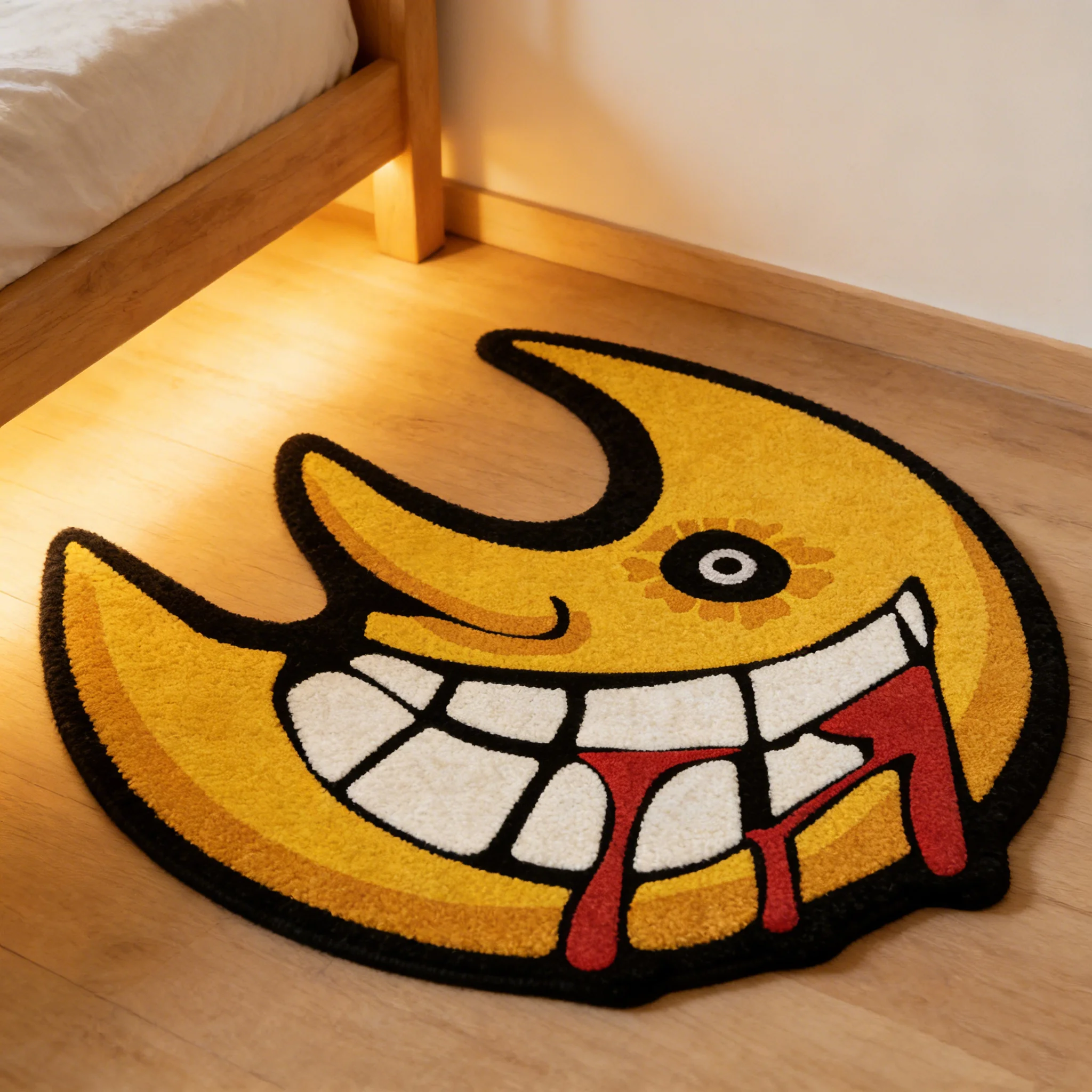 VIKAMA Teppich mit gruseligem Monddesign, rutschfest und schmutzabweisend, perfekt für Wohnzimmer und Schlafzimmer. Weicher Dekorations-Teppich für Zuhause.