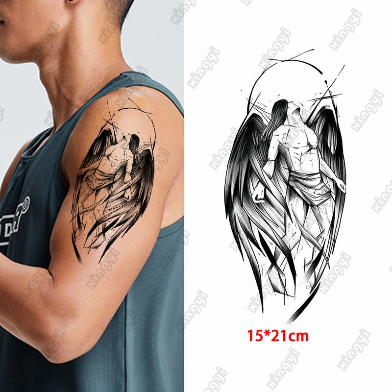 Waterproof Temporary Tattoo Sticker Angel Warrior Totem Wing Wisdom Mermaid Stickers Fake Tatto Flash Tatoo Body Art Men Women