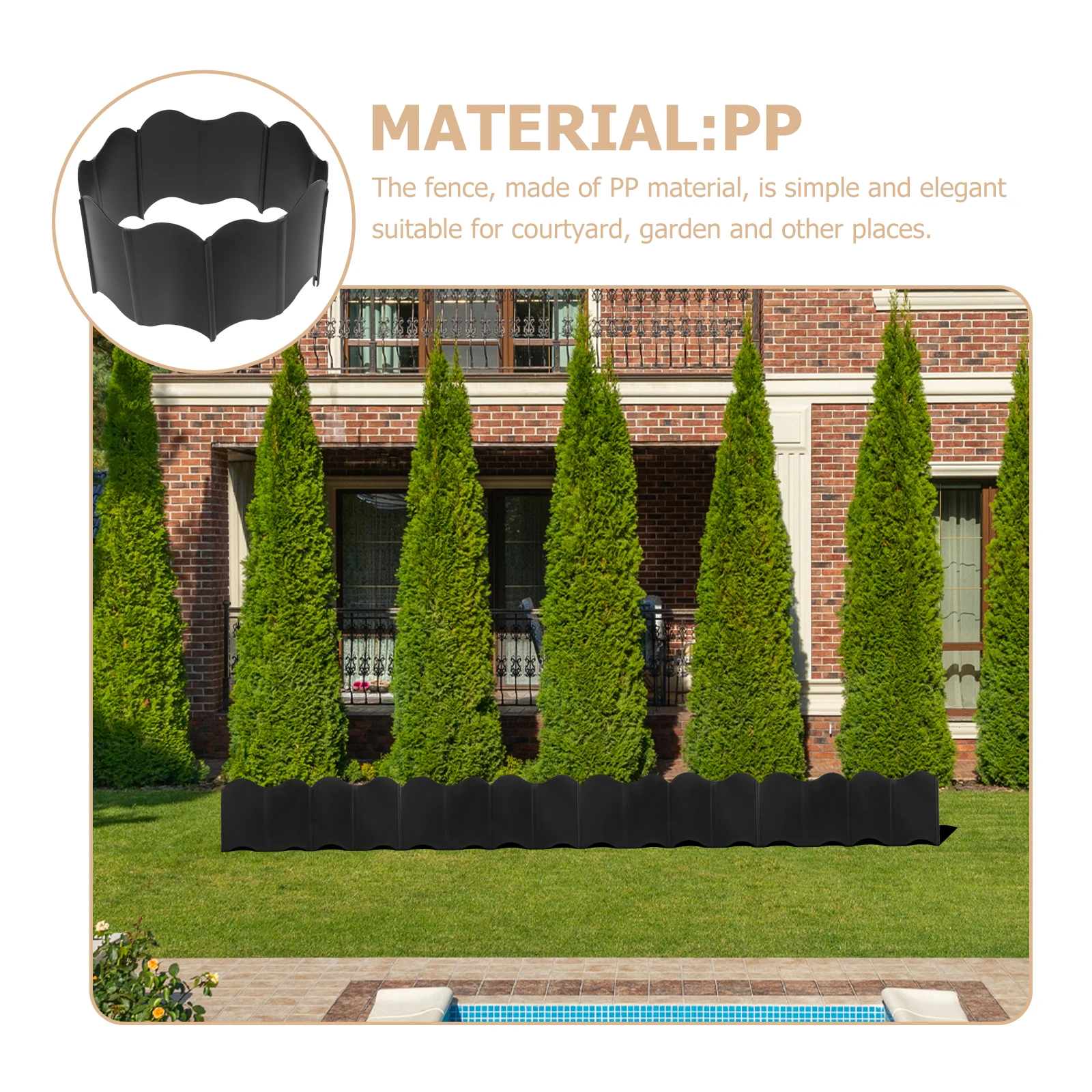 

Garden Edging Border Durable Pp Material Decorative Yard Outdoor Lawn Edging Gardening Natural Courtyard Balcony