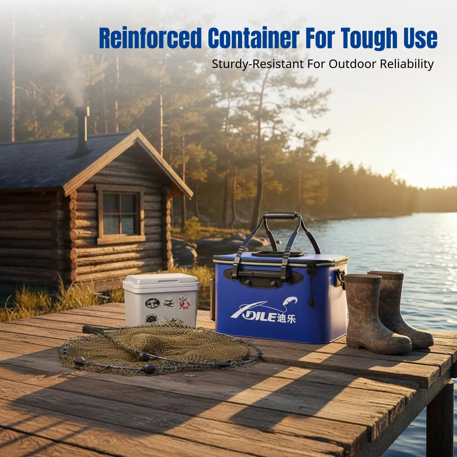 

Fishing Bucket, Integrated Fish Storage Box with Pump, Waterproof, Durable, Easy to Carry