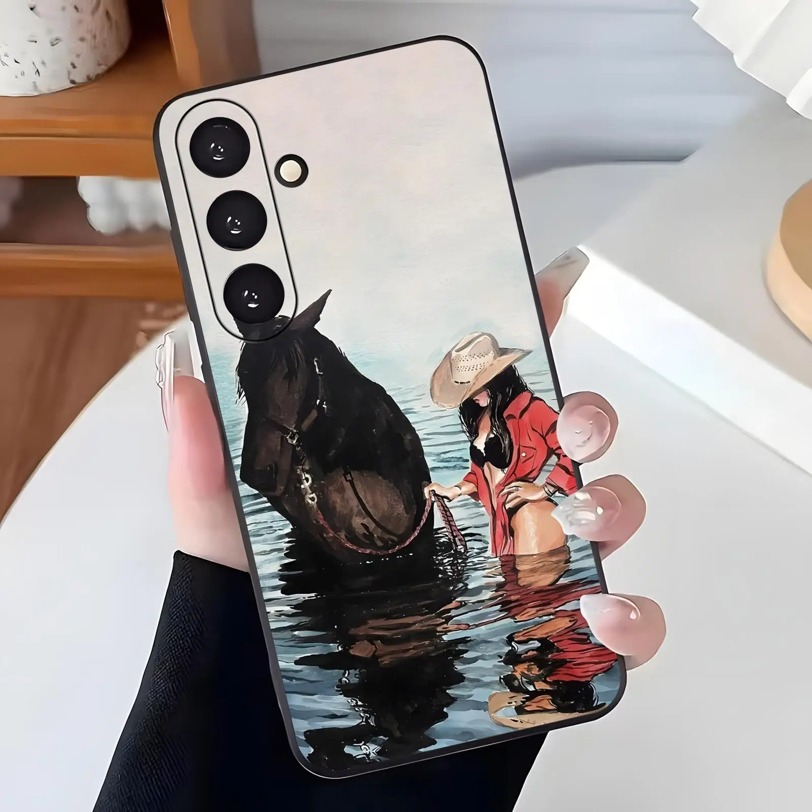 cool Cowboy  Phone Case For Samsung A57 A56 A37 A27 A17 A36 A26 A55 A35 Black Matte Soft Case