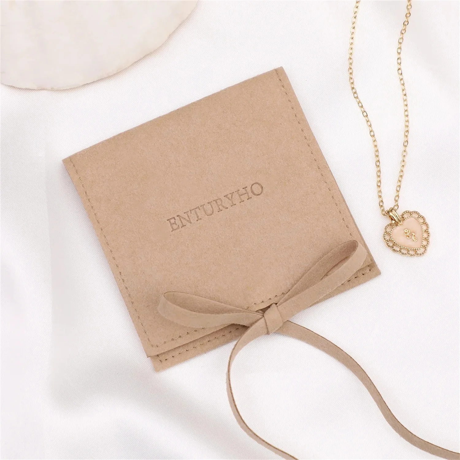 

50 bag sand color microfiber statement jewelry bag custom logo envelope bag ring earring necklace storage