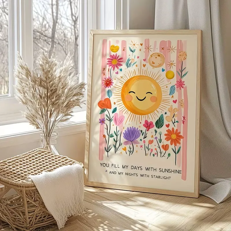 

"You Are My Sunshine" Sunflower Wall Art Poster Children's Room and Nursery Decoration Canvas Printing Cute Room Home Decoration