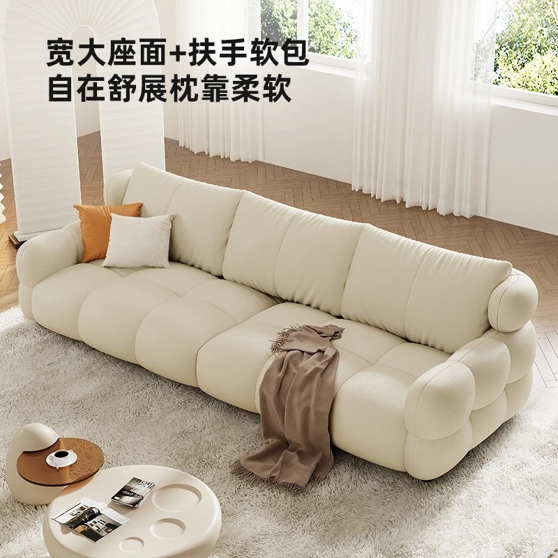 Sofá Marshmallow Puff, sofá de couro creme francês