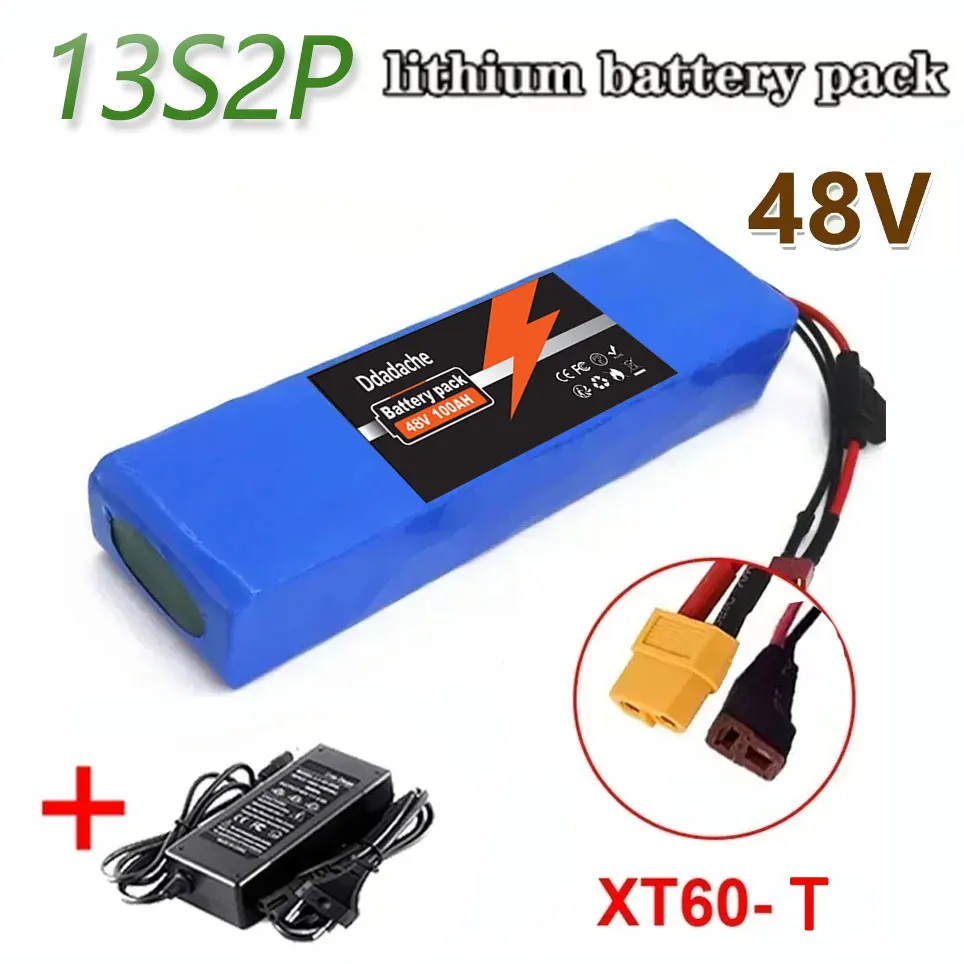 13S2P 48V 100Ah lithium-ionbatterij met 250W 350W 500W 750W 1000W BMS en een gratis 48V/54,6V-oplader