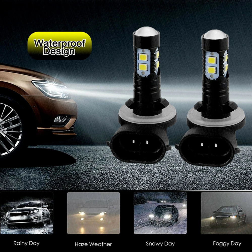 

881 Светодиодные противотуманные фары дальнего света 880 Белый 6000K Автомобильные фары Аксессуар H1 H8 H9 H11 1600LM 50W Автомобильная лампа дальнего света