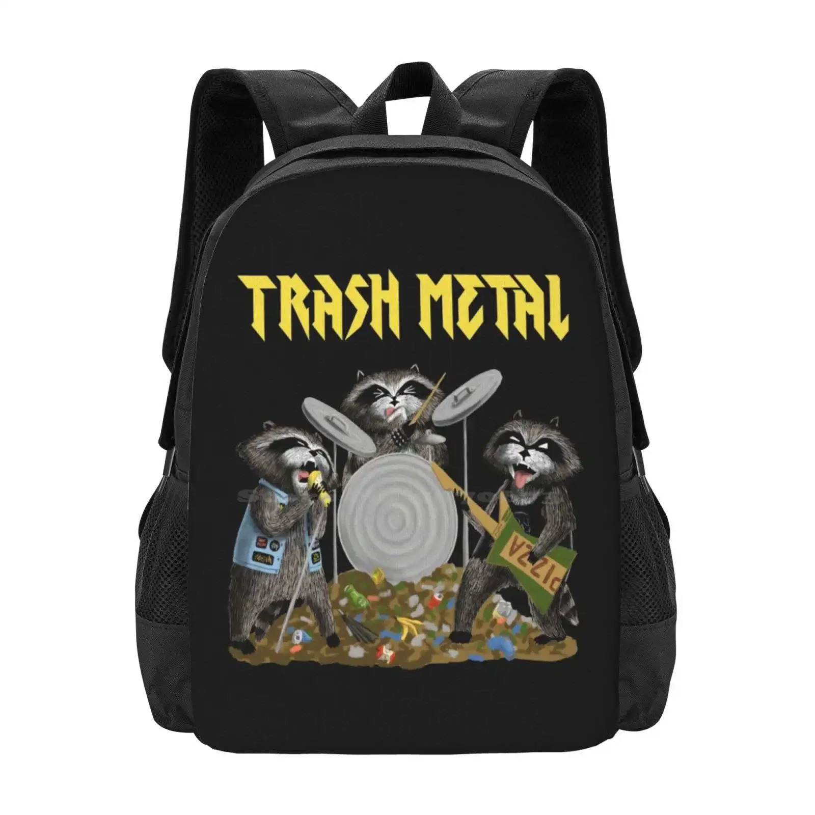 

Trash Metal Hot Sale Schoolbag Backpack Fashion Bags Thrash Metal Metal Band Music Raccoons Trash Panda Garbage Funny Angry