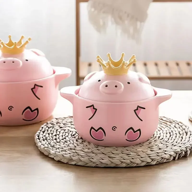 Pig Casserole Stew Pot Porridge Household Open Fire Soup Pot Old-Fashioned Kitchen Ceramic Tableware Porcelain Bowl Cooking Pot