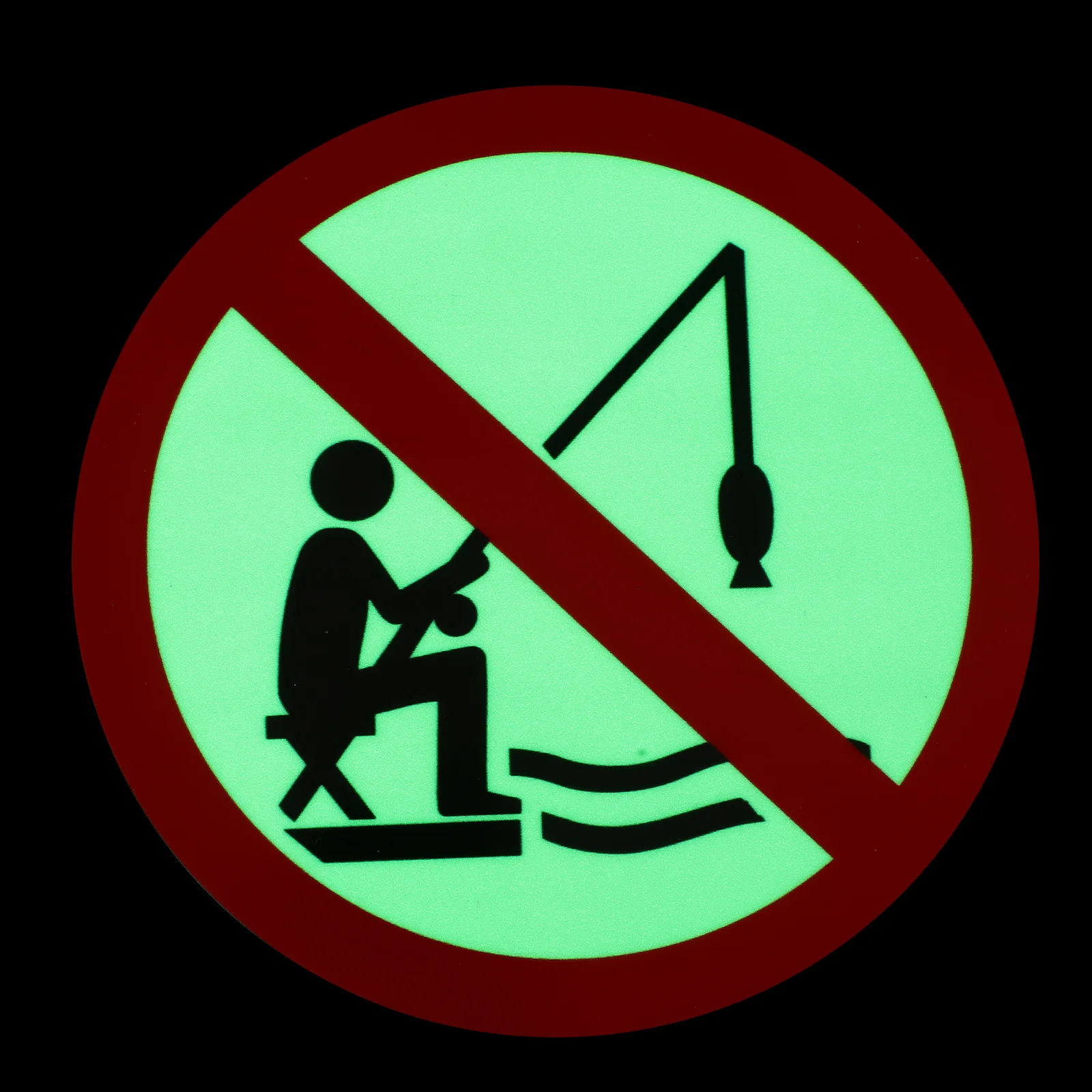 4 pçs brilho no escuro sem sinal de pesca auto-adesivo decalque à prova dwaterproof água para parques lagoas lagos brilhante visível noite aviso adesivo