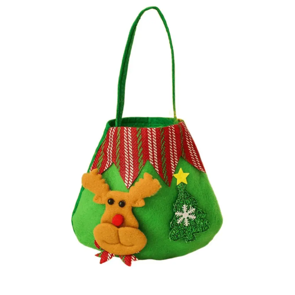 Bolsa de dulces con estampado de Papá Noel para niños, decoración de fiesta, bolsa de regalos de Navidad, saco de frutas de la paz