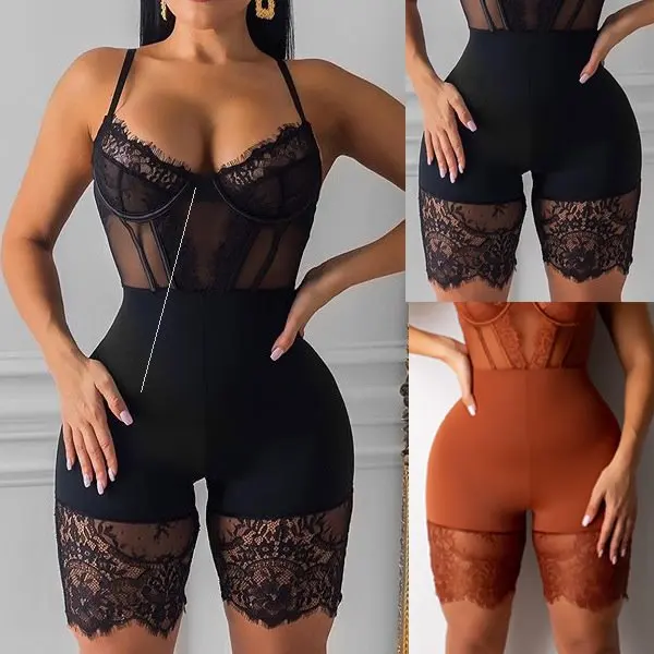 

Summer Sexy Women's Low Chest Jumpsuit with Suspenders V-Neck One-Piece Suit for Women Sleeveless Home Clothes Sleepwear