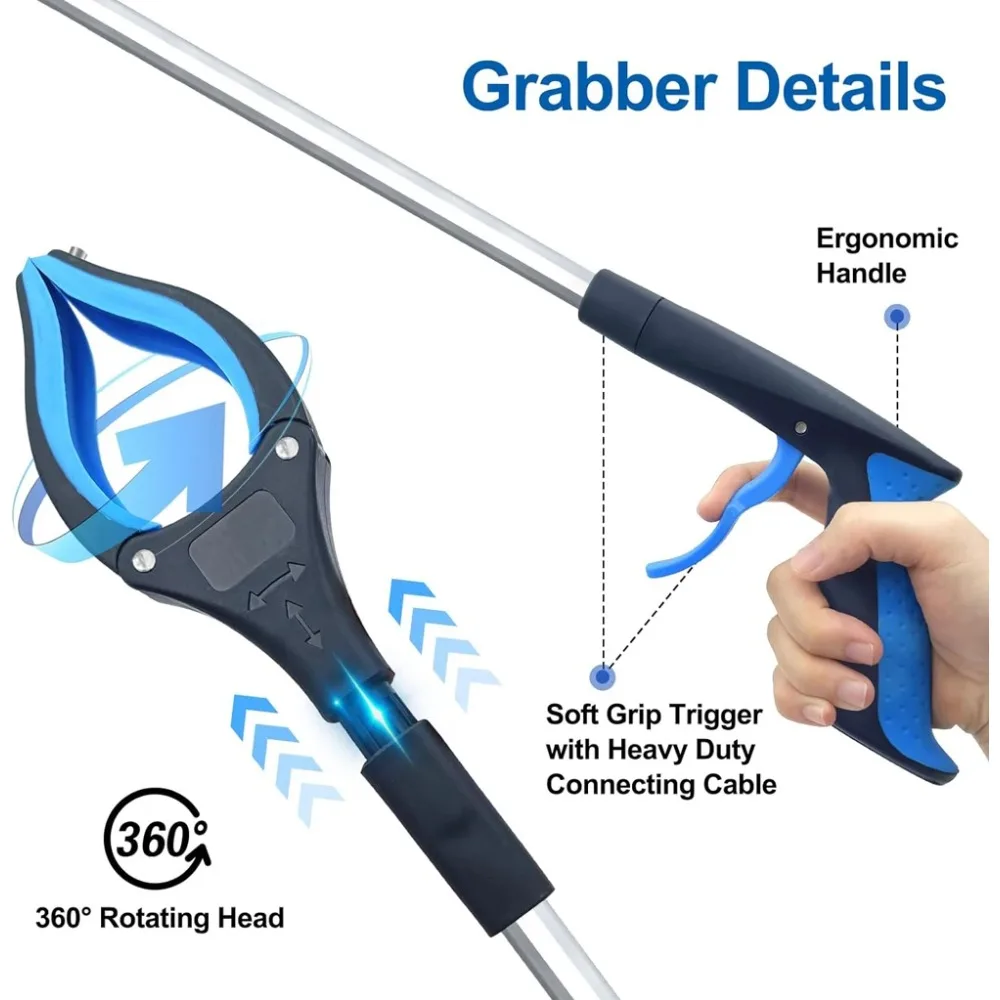 Foldable Aluminum Alloy Garbage Grabber Heavy Duty Trash Clamp Multi-Function Litter Picker Tool for Outdoor