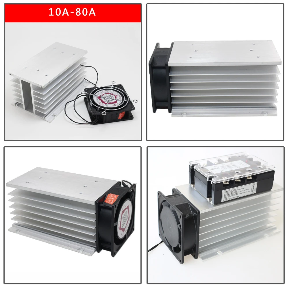 H-150 Heat Sink Base with 80*80*25mm 220VAC Radiator Fan for three phase Solid State Relay SSR DA AA 10A 25A 40A 60A 75A 80A