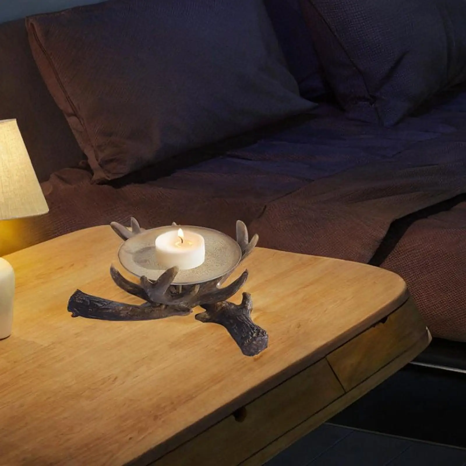 Suporte de vela antler artesanato castiçal rústico para mesa quarto casa
