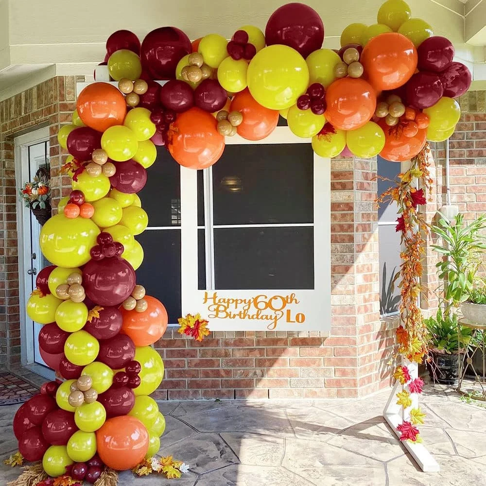 127pcs Fall Balloon Garland Arch Kit Orange Brown Burgundy Gold Balloon Thanksgiving Autumn Little Pumpkin Birthday Party Decora - view 6