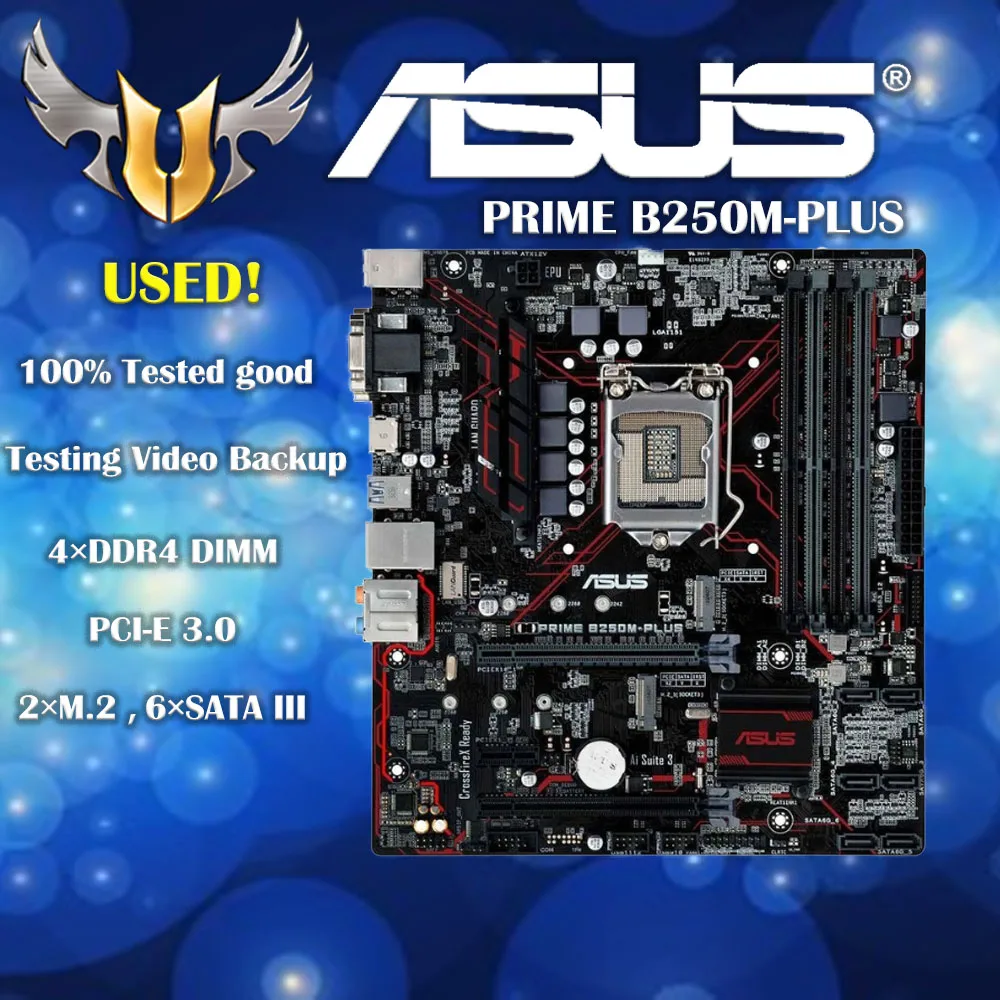 

Asus PRIME B250M-PLUS оригинальная материнская плата Intel B250 B250M DDR4 для настольных ПК LGA 1151 i7/i5/i3 USB3.0 SATA3