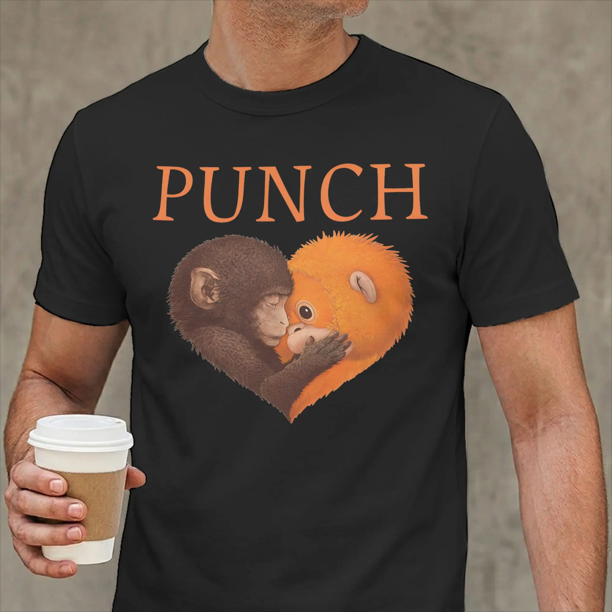 Men T-Shirts Punch Monkey Cute Fun Pure Cotton Tees Short Sleeve  T Shirts O Neck Tops Gift Idea