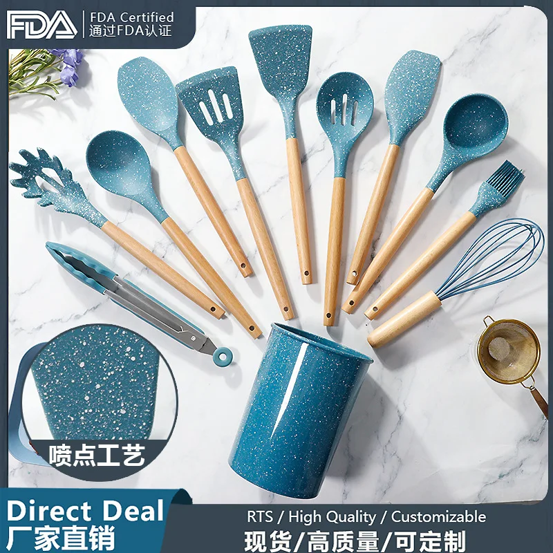 

Star Shape Silicone Kitchenware Set 12 Pieces Kitchen Utensils Baking Tools Non-stick Pan Silicone Spatula Scraper Cookware Set