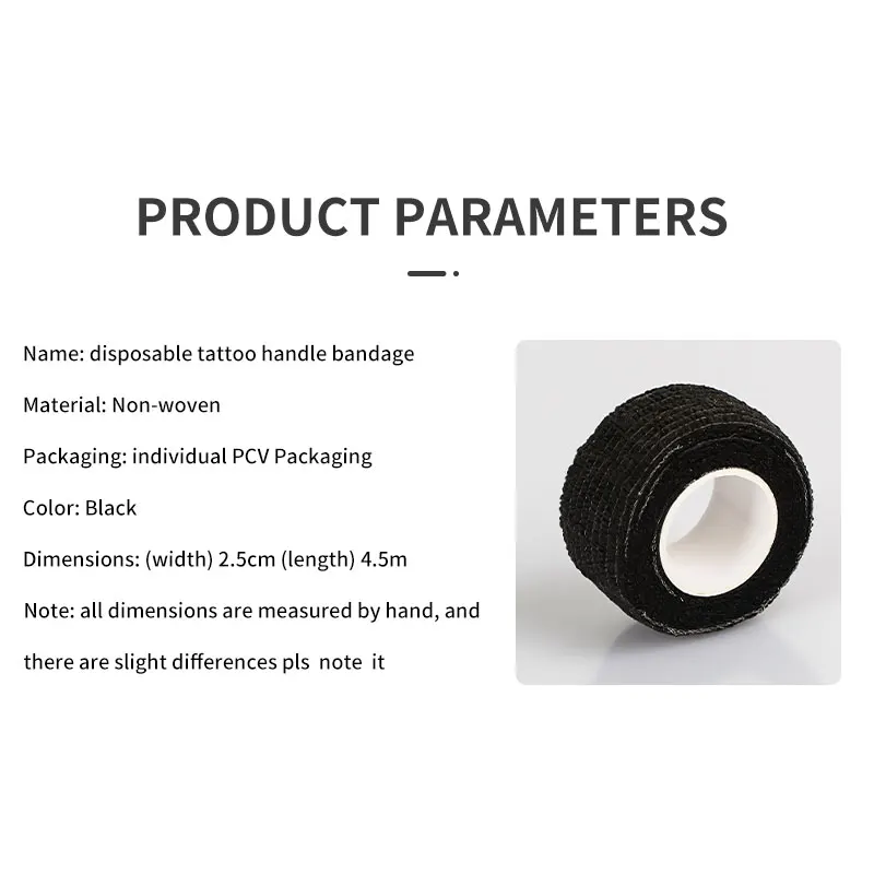 4/10/15/24PCS Black Tattoo Grip Bandage Cover Wraps Tapes Nonwoven Waterproof Self Adhesive Finger Protection Tattoo Accessories