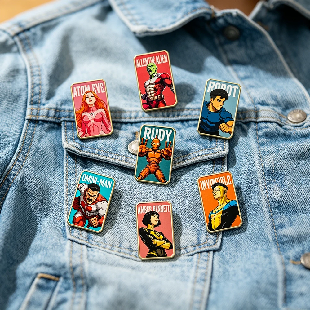 7pcs American animation Anime Enamel Pin Set  Metal Lapel Pins Cute Cartoon Brooch Backpack Hat Decorative Badge Gift for Fans