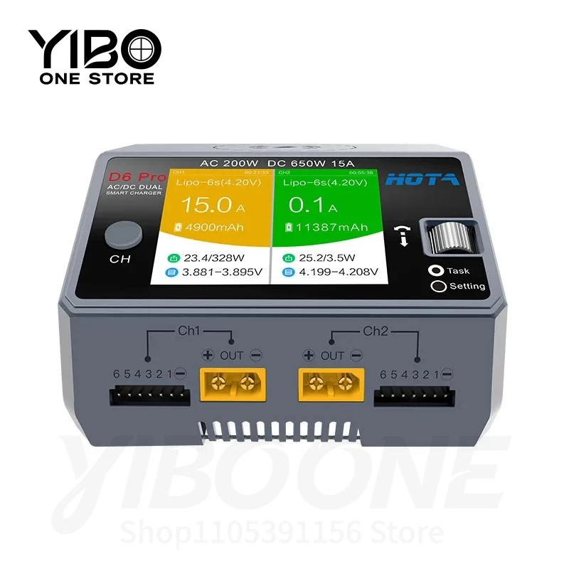 D6 Pro Black AC 200W DC 2x325W 15A Dual Channel Smart Battery Charger Discharger LiPo Charger for RC Drone Spare Parts