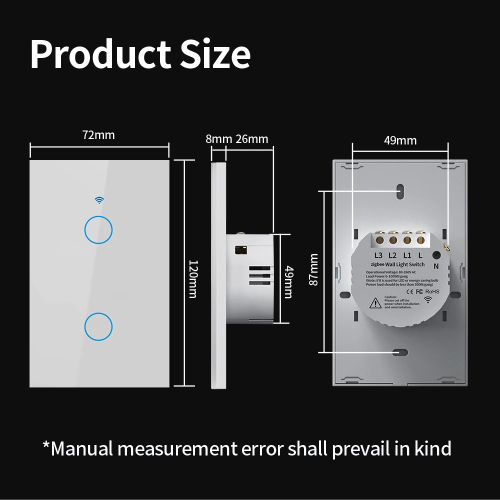 TNCE Tuya WiFi/Zigbee Smart Switch سلك محايد/لا يتطلب سلكًا محايدًا 1/2/3/4 مفتاح لمس عصابة يعمل مع Alexa Google Home #6