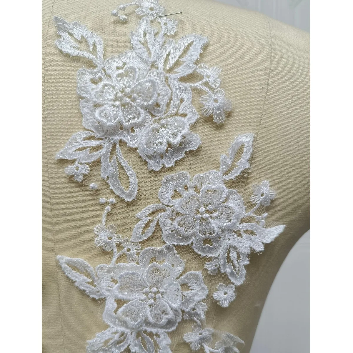 3d Flower Silk Flowers Medallion Lace Patches Applique For Bridal Wedding Dress