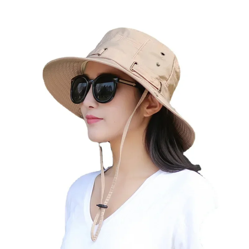 Unisex Summer Sunscreen Wide Brim Bucket Hats Women UV Protection Waterproof Panama Caps Hunting Sun Fisherman Hat for Mens Bob