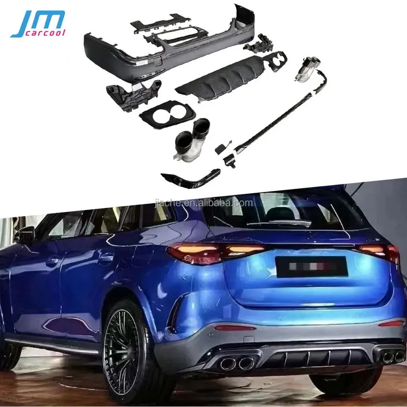 

ABS Rear Bumper Lip Diffuser With Black Exhaust Tips Body Kits X254 GLC260 GLC300L SUV GLC63 2023-2024 Car Styling