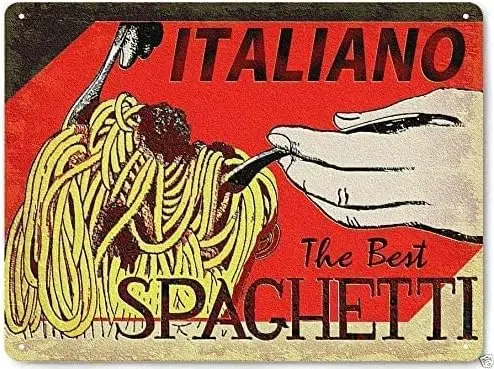 Spaghetti Italian Restaurant Iron Painting Metal Plate Tin Sign Vintage Retro Home House Man Cave Decor 8x12 inch inches