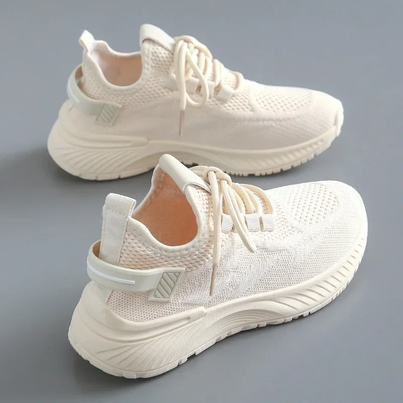 

2024 summer Women's new mesh shoes breathable thick soles increase height easy to wear simple little white shoes running sneaker