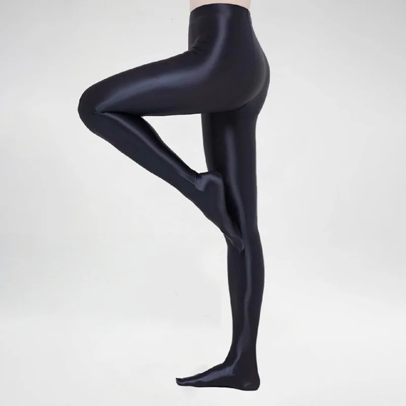 ถุงน่องซาตินเงาแบบมันวาว ถุงน่องเซ็กซี่เนื้อเนียนดุจแพรไหม ถุงน่องกลิตเตอร์แบบญี่ปุ่น เอวสูง ไซส์ใหญ่ สำหรับงานปาร์ตี้