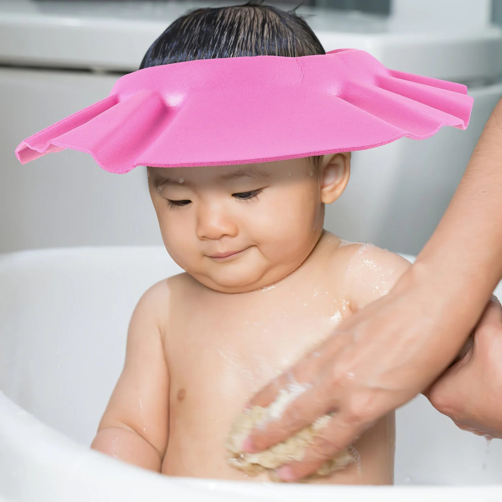 Ultra-light EVA Waterproof Baby Kids Shower Bathing Shampoo Hat (Pink) Baby Shower Cap Baby Shampoo