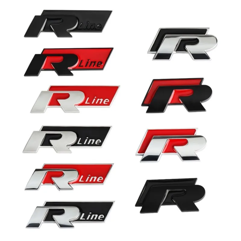 3D Car Front Grille Trunk Emblem Sticker For R Rline Logo Badge VW Volkswagen Polo Passat Golf Jetta CADDY Rline GTI GTD Sticker