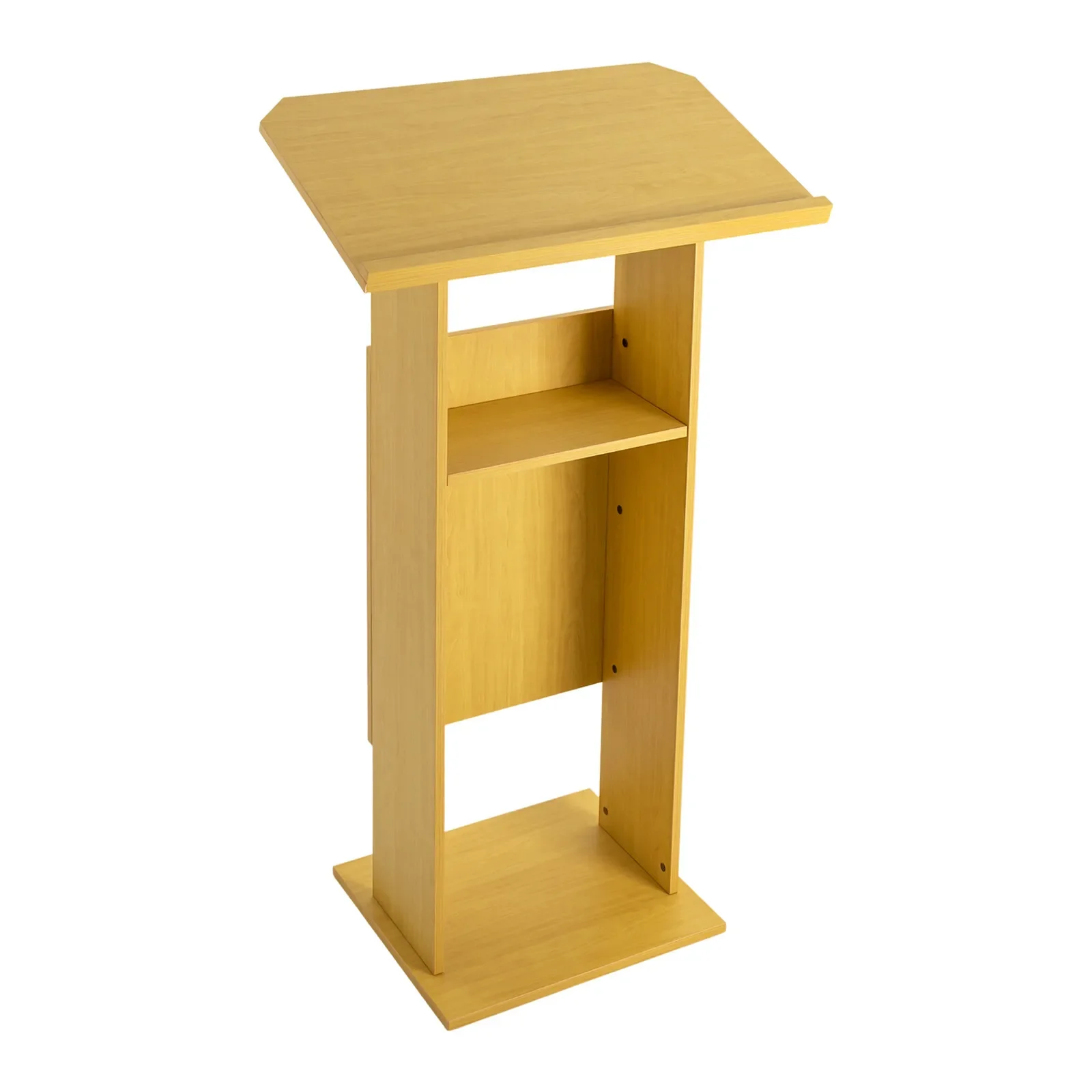 منبر الكنيسة قابل للتعديل من خشب البلوط الصلب مقاس 47.7 بوصة مع عجلات - منبر محمول لخدمات العبادة