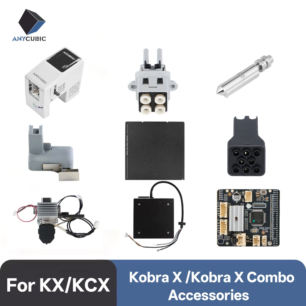 

ANYCUBIC Kobra X Kobra X Combo Accessories Printhead Pei Plate Mainboard 0.25/0.4/0.6/0.8mm Nozzle Filament Hub Hotbed Assemby