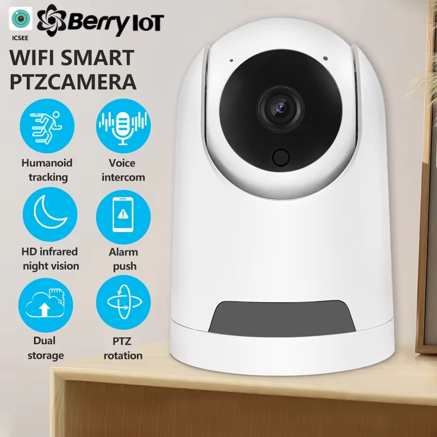 4MP PTZ Baby & Pet Monitor - WiFi Indoor Security Camera with Two-Way Voice Intercom, CCTV Surveillance for Home ICSEE