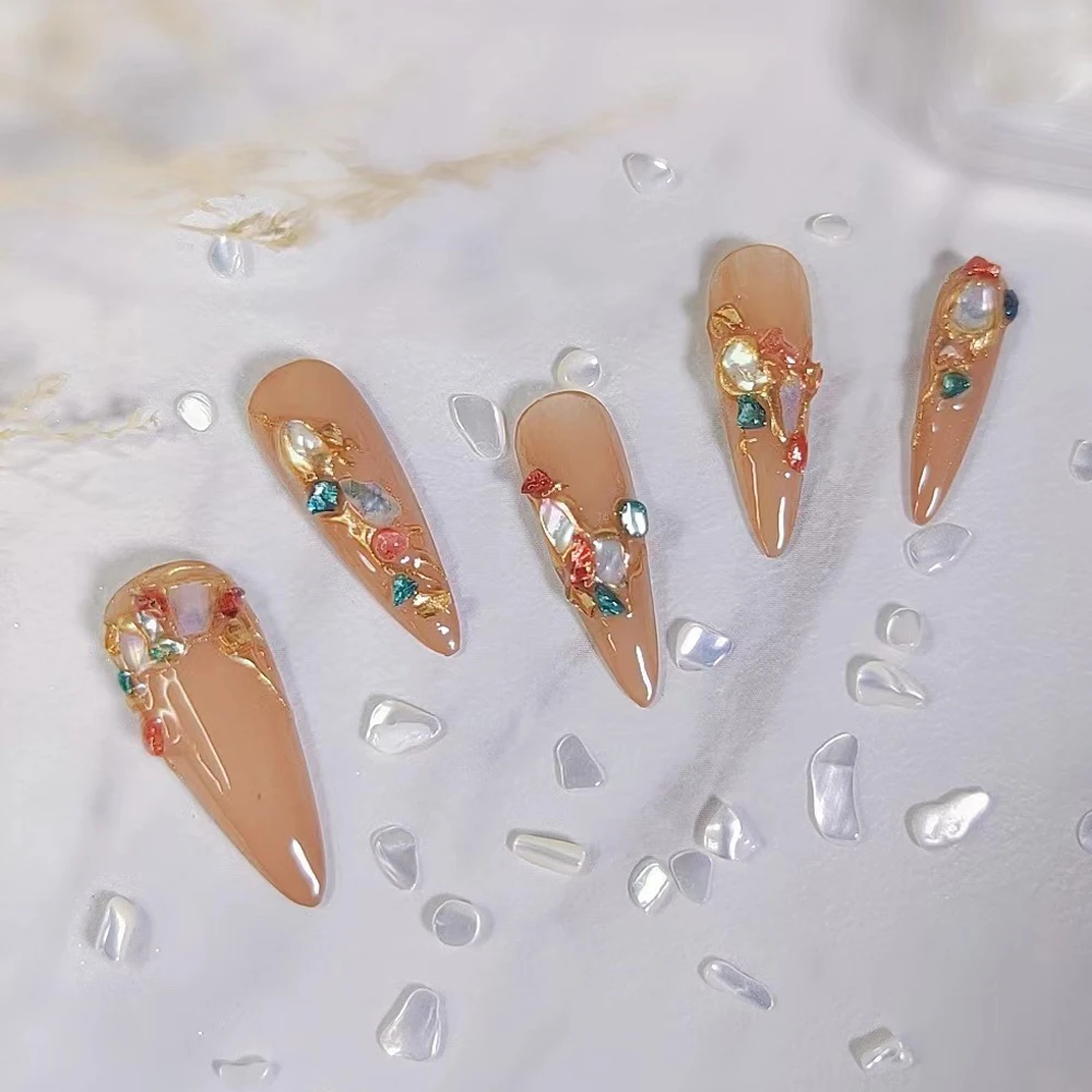 1 box Irregular Shell Nail Charms Natural Seashell Abalone-Shell Nail Art Flake 3D Decor Slices Small Gravel Design Flakes Stone