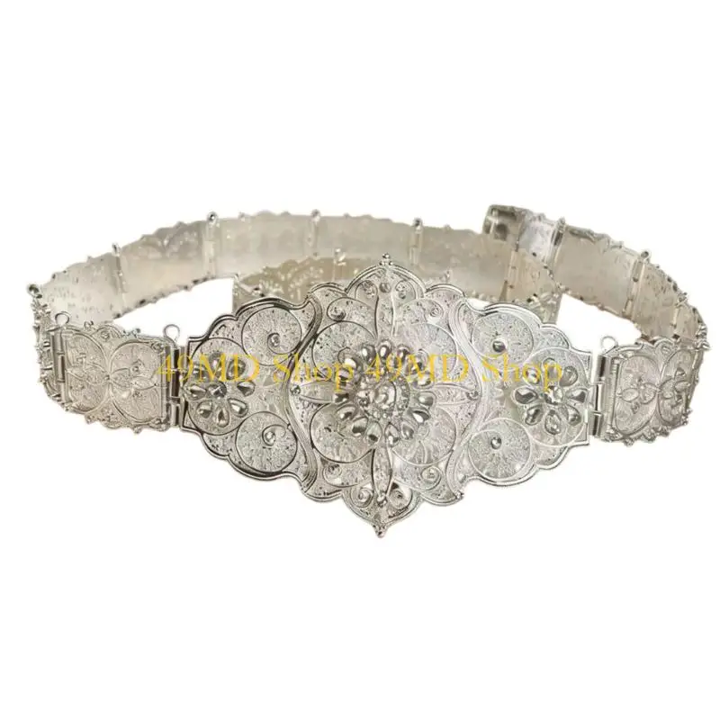 49MD Exquisitely Craft Metal Waist Belt Girdle Showcasing Rich Russian Charm Detail