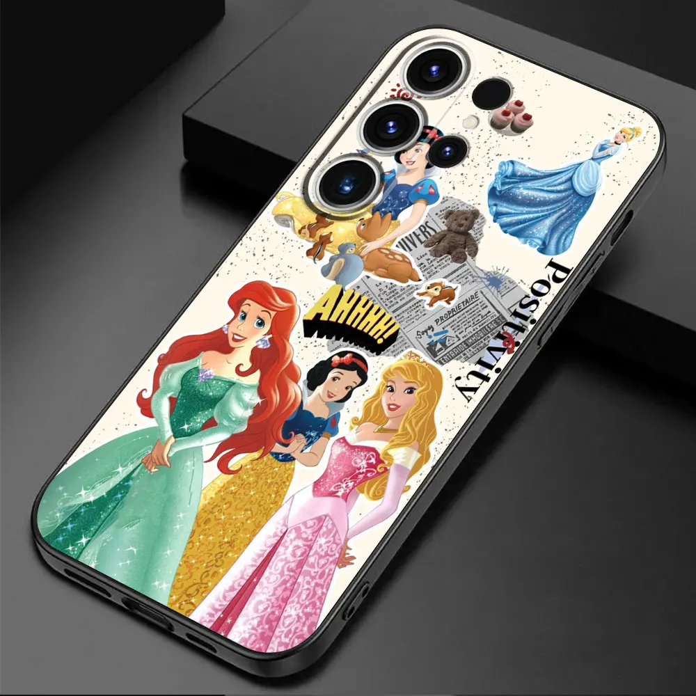 Disney Princess Ariel Case For Samsung Galaxy S23 S22 Ultra S20 S24 FE S21 Plus S10 Lite S9 S10e S8 Black Soft Funda Phone Cover