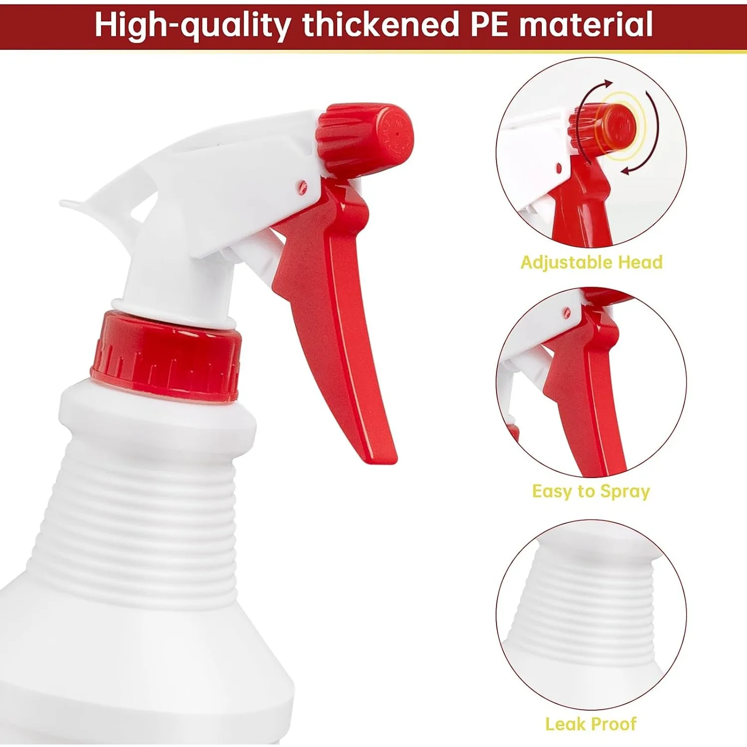 8 Stück 500/650ml Kunststoff-Sprühflaschen mit verstellbarer Düse für Reinigungslösungen, Gartenpflege, Haustiere, auslaufsicherer Handsprüher – Detail 7