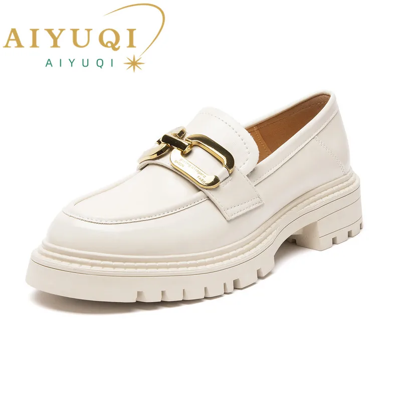 AIYUQI Loafer Shoes Ladies Spring 2024 New Genuine Leather Student Shoes Female British Style Retro Casual  Lazy Shoes