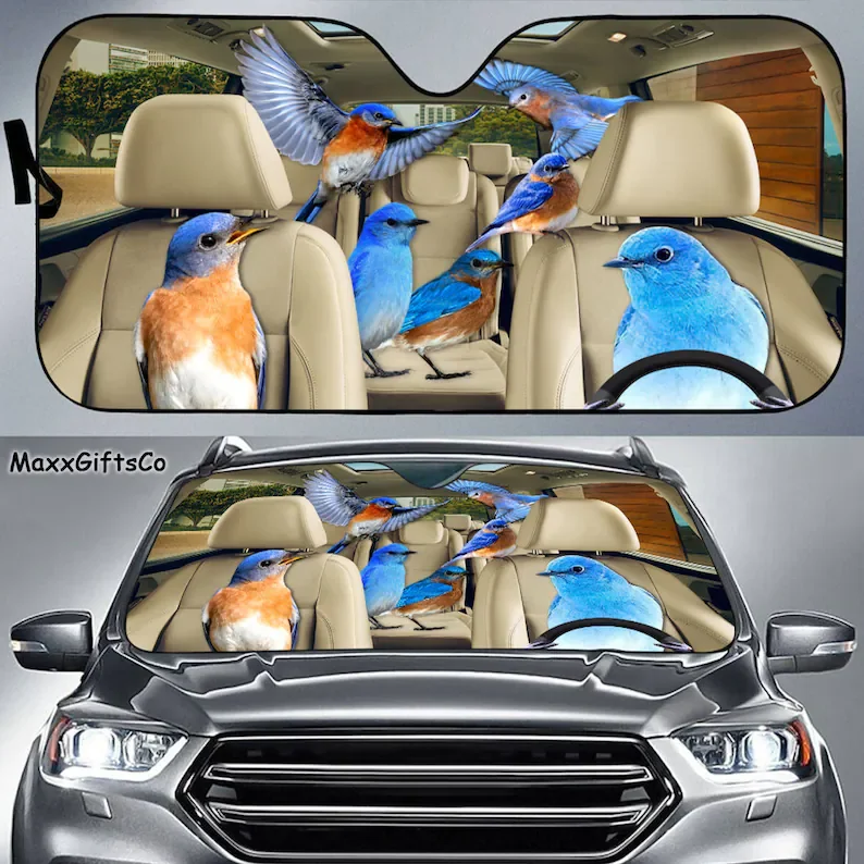 

Bluebird Car Sun Shade, Bluebird Windshield, Family Sunshade, Bluebird Car Accessories, Car Decoration, Gift For Dad, Mom