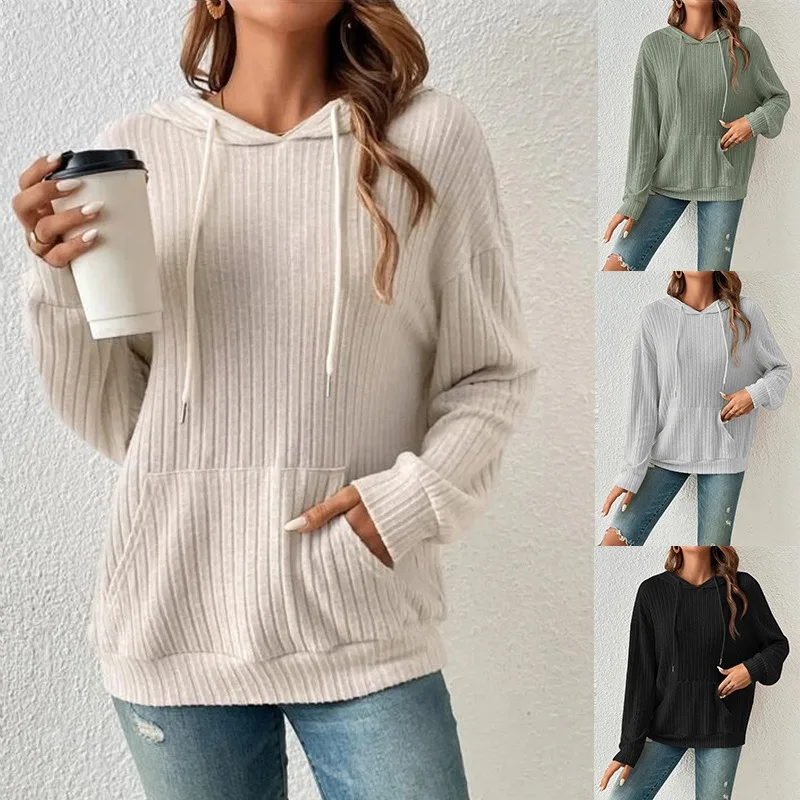 

Women's Hoodie Autumn New Knitwear Hooded Pit Kangaroo Pocket Sweatshirt for Women