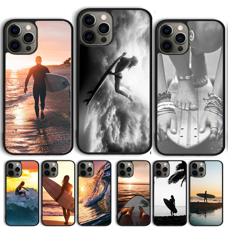 Summer beach surfboard surfing Phone Case Cover For iPhone 15 16 14 13 12 Pro Max mini 11 Pro Max XS X XR Plus Coque