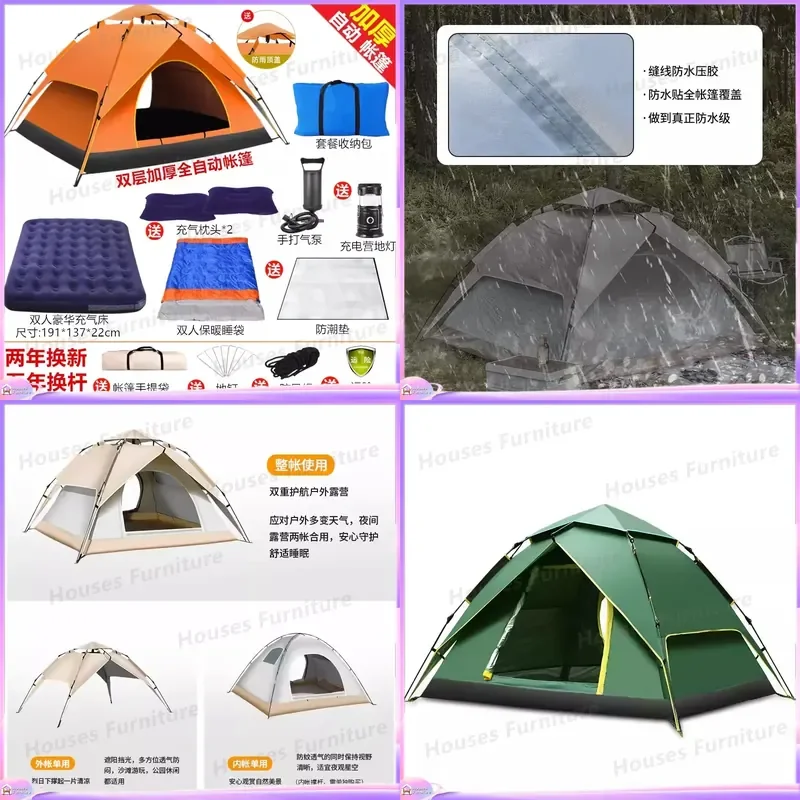 For Automatic Pop Up Camping Tent Portable Folding Outdoor Picnic Shelter Thickened Rain Sun Protection Field Equipment