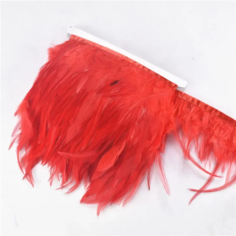 2 Meter/Los Fasanenfedern-Bordüren, Fransenband 10-15CM/4-6" Burgunderrote Federn für Bastelarbeiten, Kleidung, Hochzeitsdekoration – Detail 6