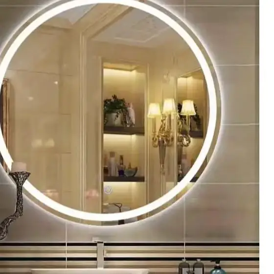 

Настенное зеркало для макияжа на заказ с увеличением, LED-подсветкой, умное зеркало для ванной с сенсорным диммером и функцией антизапотевания