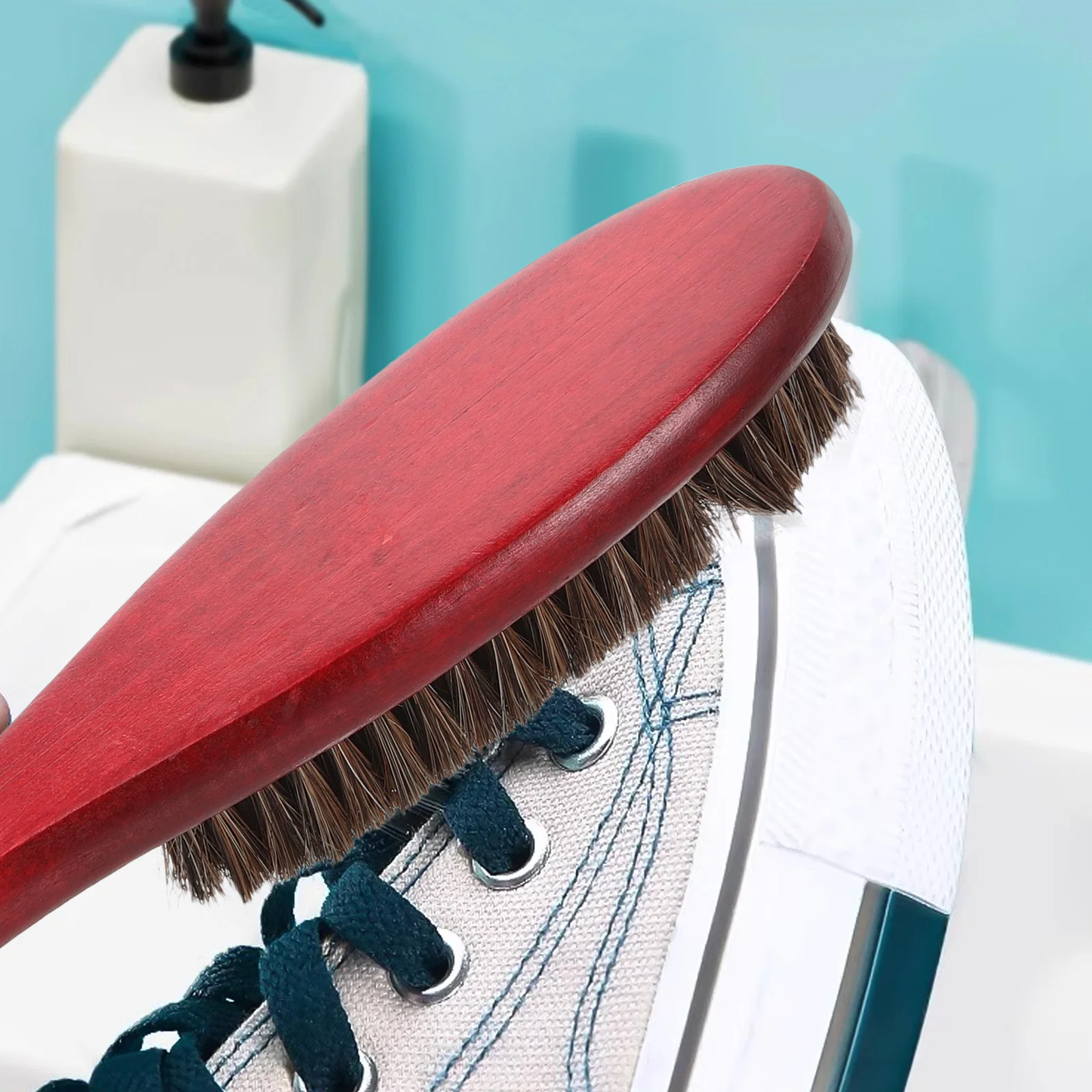

Long Handle Horsehair Wood Brush For Shoes Clothes Cleaning Durable Portable Household Laundry Tool Polishing Kit
